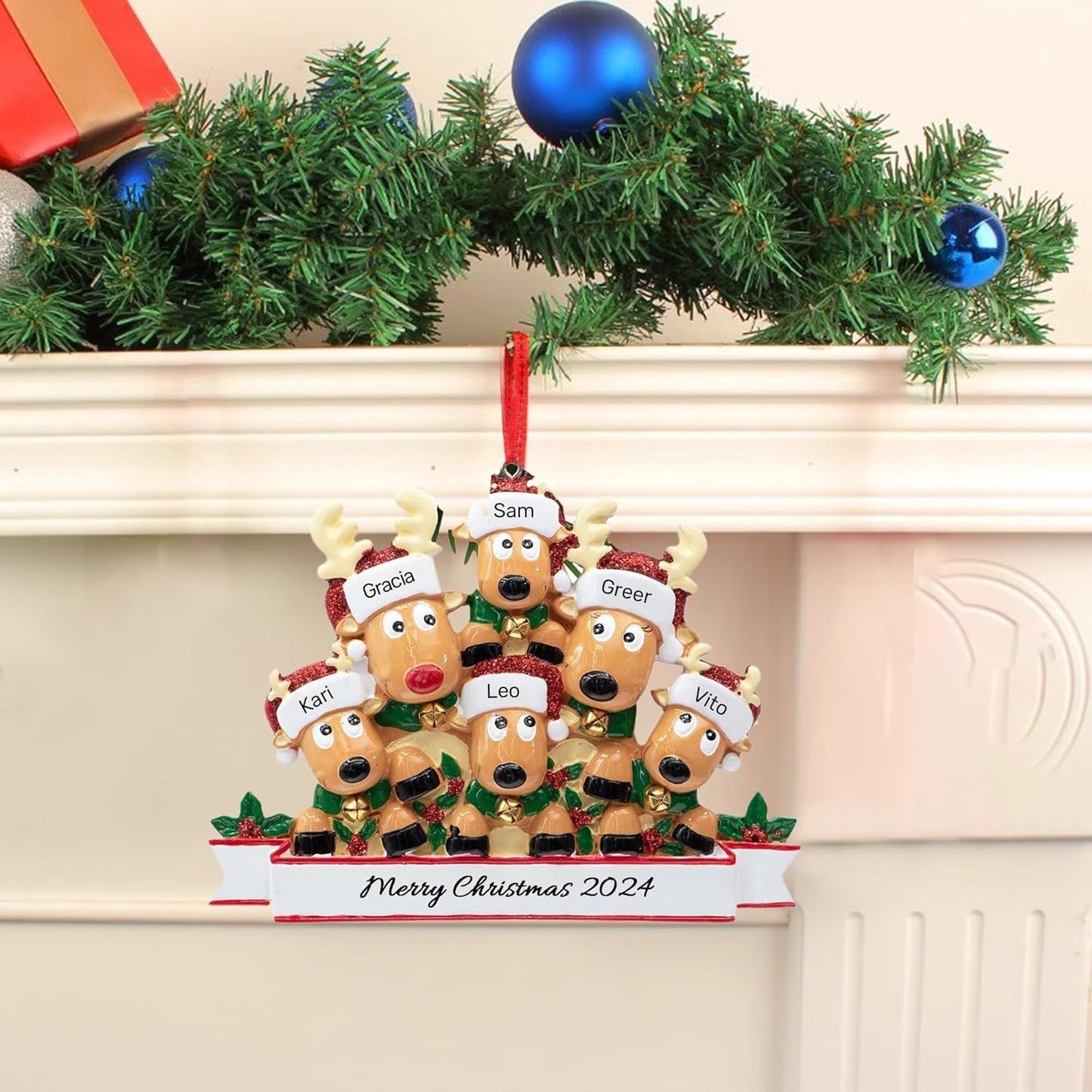 Personalized Christmas Ornaments 2025, Custom Reindeer Family Ornaments for Trees with Names