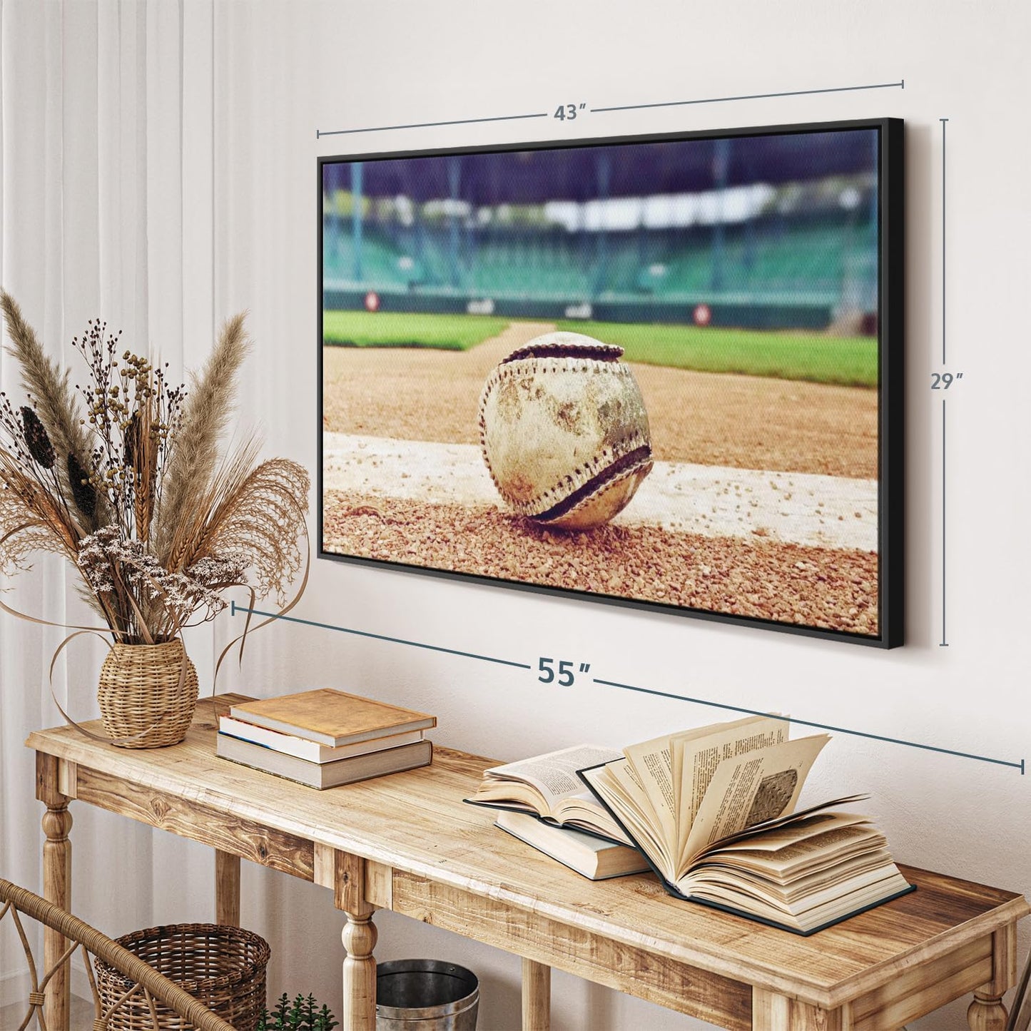 ElephantStock Baseball In Stadium Wall Art - Horizontal Framed Canvas - 1-Piece Living Room Wall