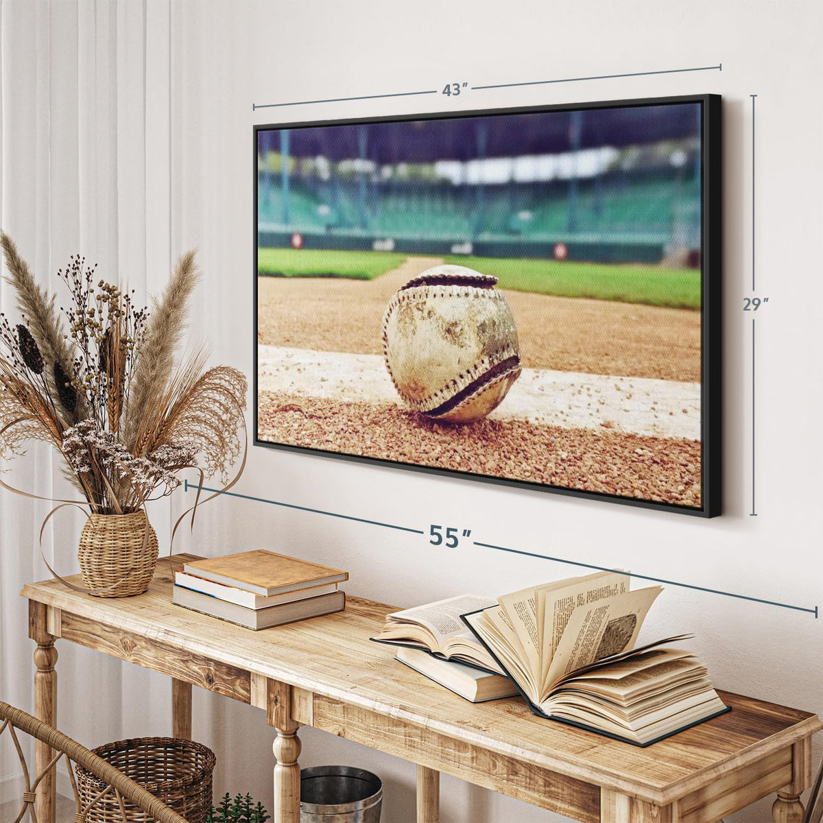 ElephantStock Baseball In Stadium Wall Art - Horizontal Framed Canvas - 1-Piece Living Room Wall