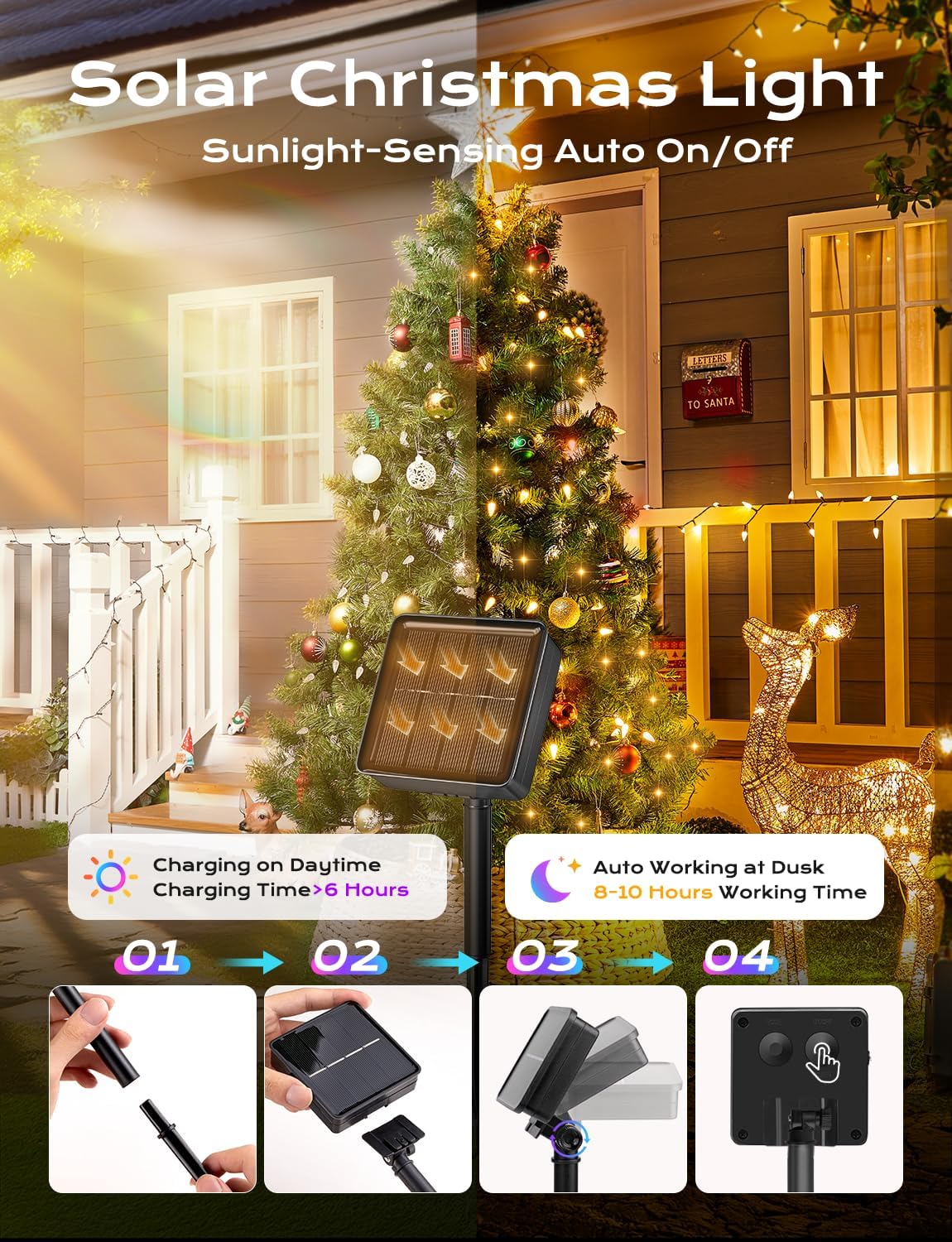 Brightown Solar Operated C6 Strawberry String Lights, 39ft 100 LEDs Warm White LED Christmas Fairy
