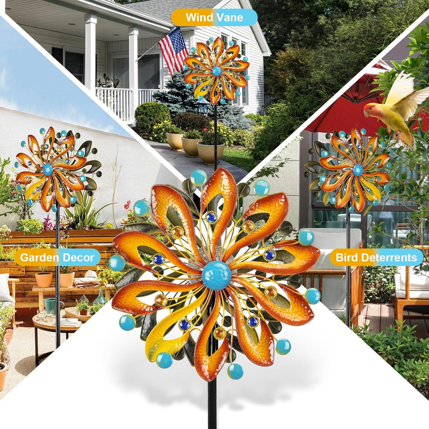 Wind Spinners for Yard and Garden - Wind Sculptures & Spinners 75 in Garden Kinetic Art with Solar