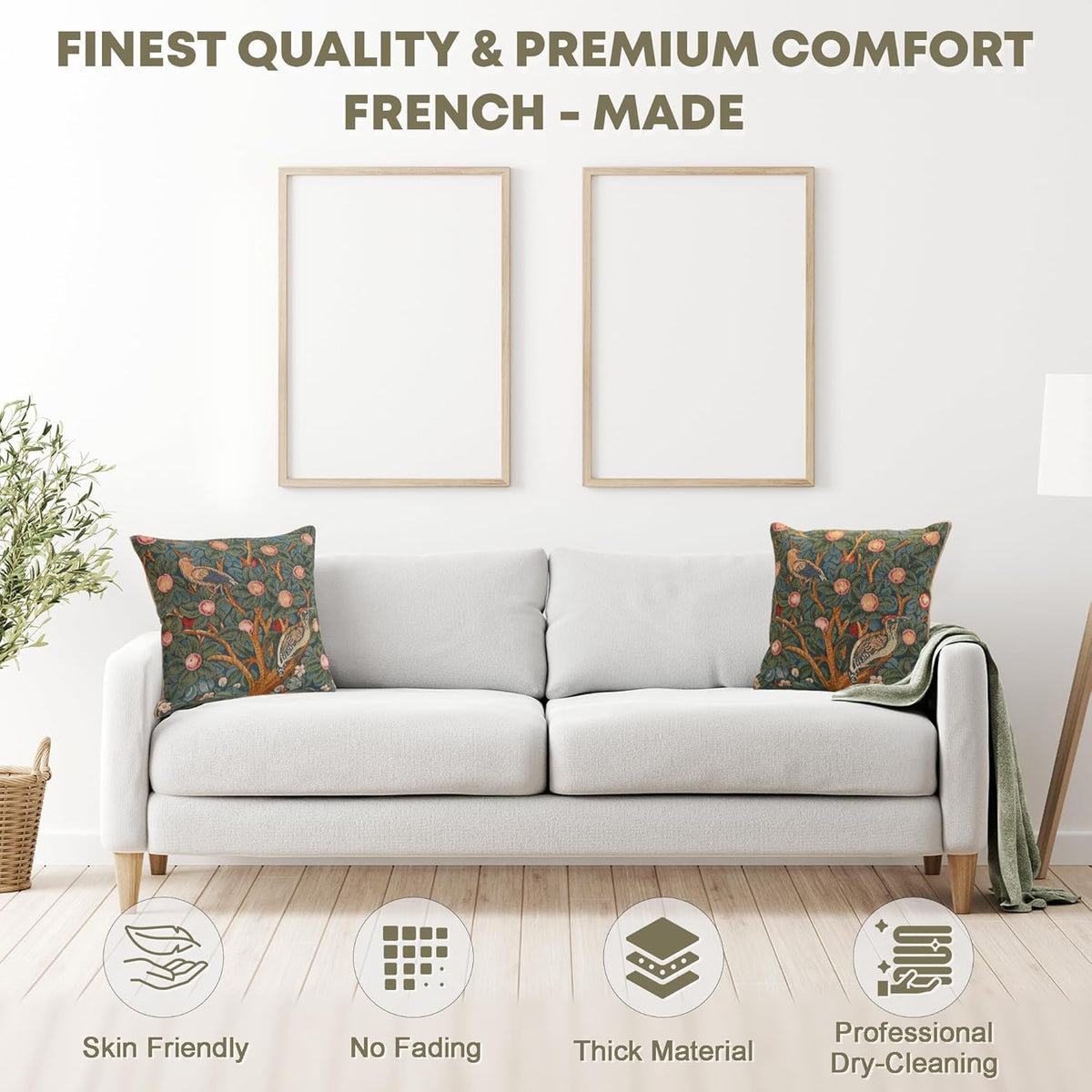 Charlotte Home Furnishings Decorative Tapestry Pillow Cover 14x14 in, Le Pic Vert Couch Throw