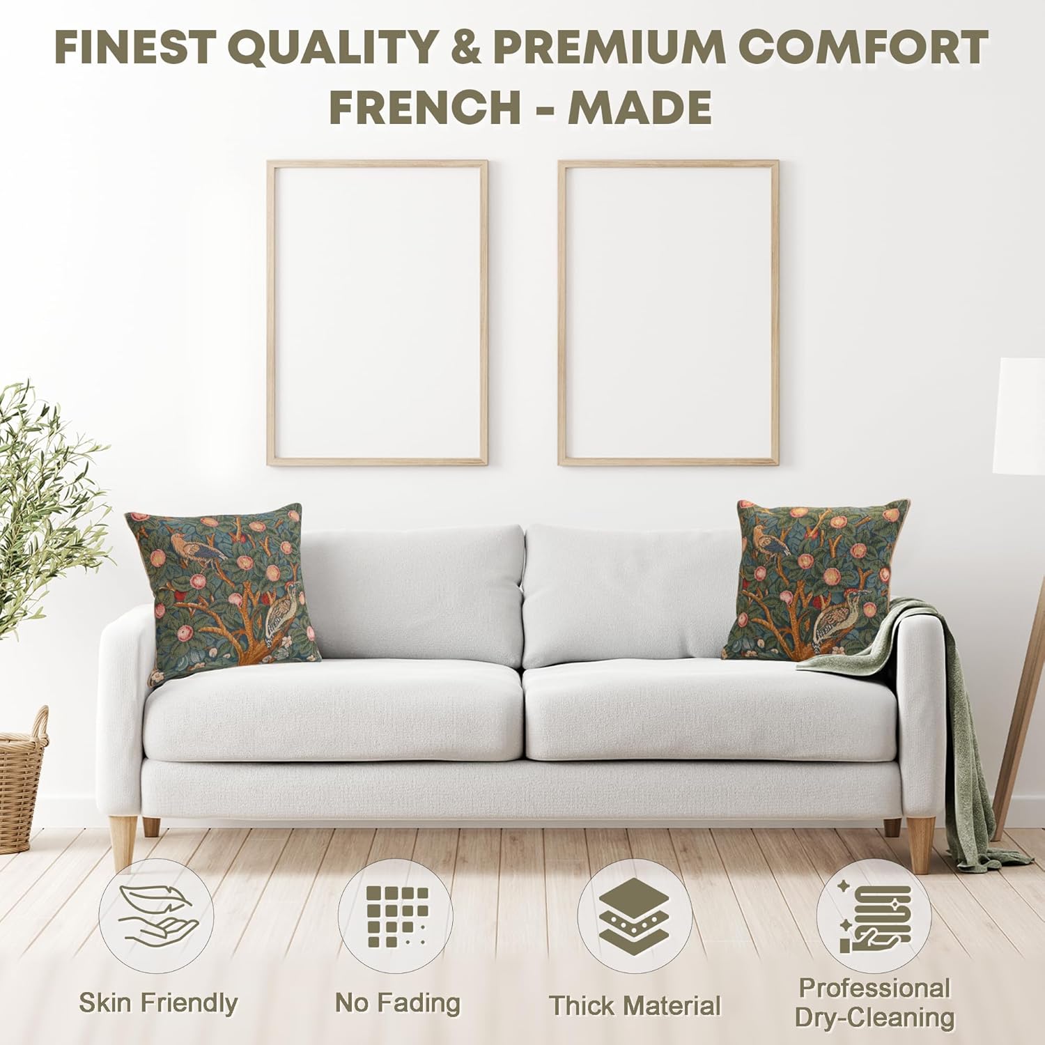 Charlotte Home Furnishings Decorative Tapestry Pillow Cover 14x14 in, Le Pic Vert Couch Throw
