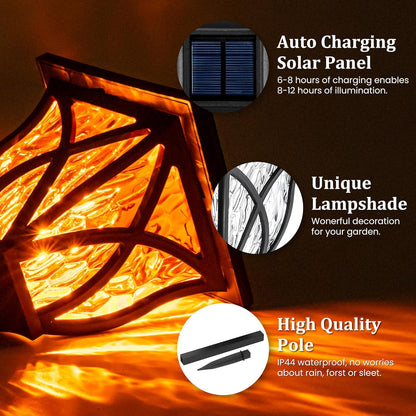 GIGALUMI Solar Lights Outdoor Waterproof, 6 Pack Flickering Flame LED Lights, Garden Decor for