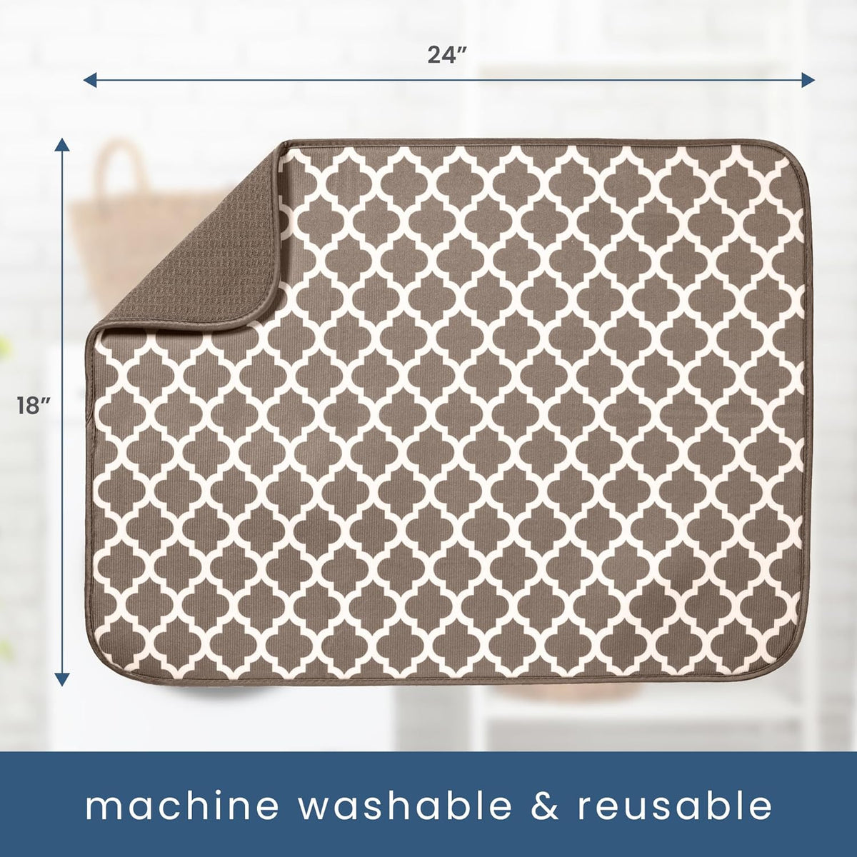 S&T INC. Dish Drying Mat XL, 18” x 24”, Absorbent Microfiber Kitchen Counter Mat, Dish Drying Pad