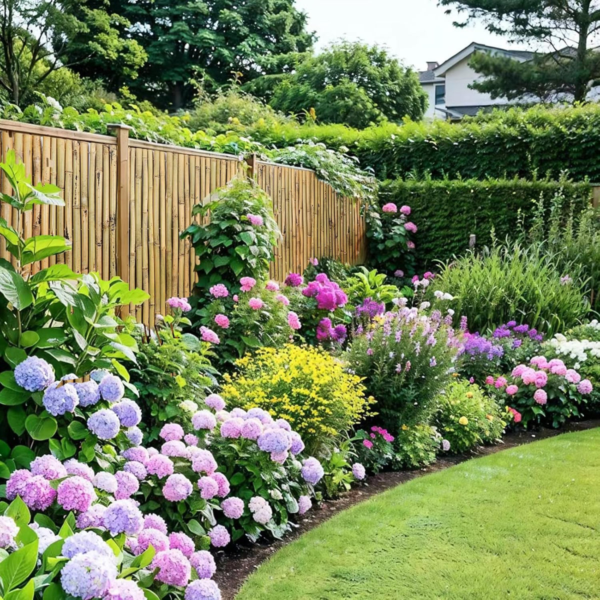 Natural Bamboo Fence, 6 feet x 8 feet Bamboo Fencing Screen for Garden, Rolled Privacy Fence Screen