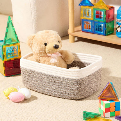 Small Storage Baskets for Organizing | Closet Organizer Bins | Shelf Toy Basket | Woven Rope