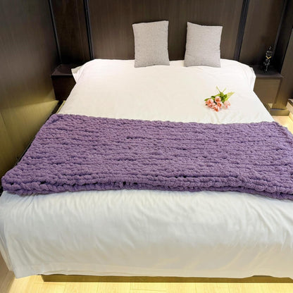 Chunky Knit Blanket Throw 40"x60", Chenille Throw Blankets, Handmade Warm & Cozy Blanket Couch Bed