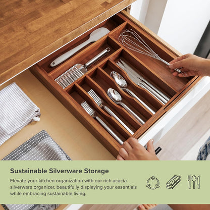 Premium Silverware, Flatware and Utensil Organizer for Kitchen Drawers, Food-Safe Contract Grade