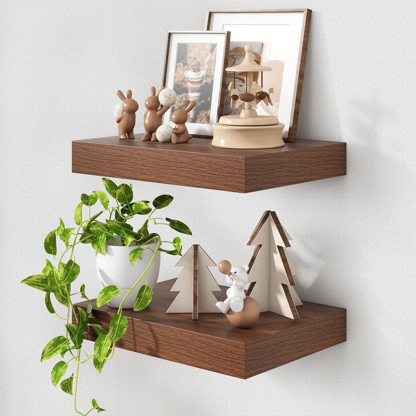 Deep Floating Shelves for Wall | 16 Inch Wide x 12 Inch Deep Floating Shelves Set of 2 | Rustic