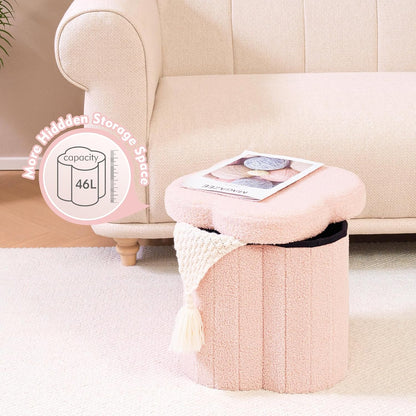 B FSOBEIIALEO Storage Ottoman Cube, Flowers Shaped Ottomans with Storage Foot Stool Footrest