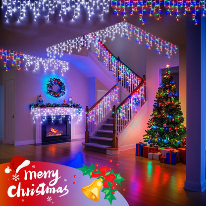 JMEXSUSS Color Changing Lights Outdoor Waterproof, 11 Modes 400 LED Christmas Icicle Lights with 40