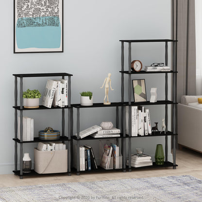 Furinno Turn-N-Tube 3-Tier Compact Multipurpose Shelf Display Rack with Classic Tube, Black/Grey