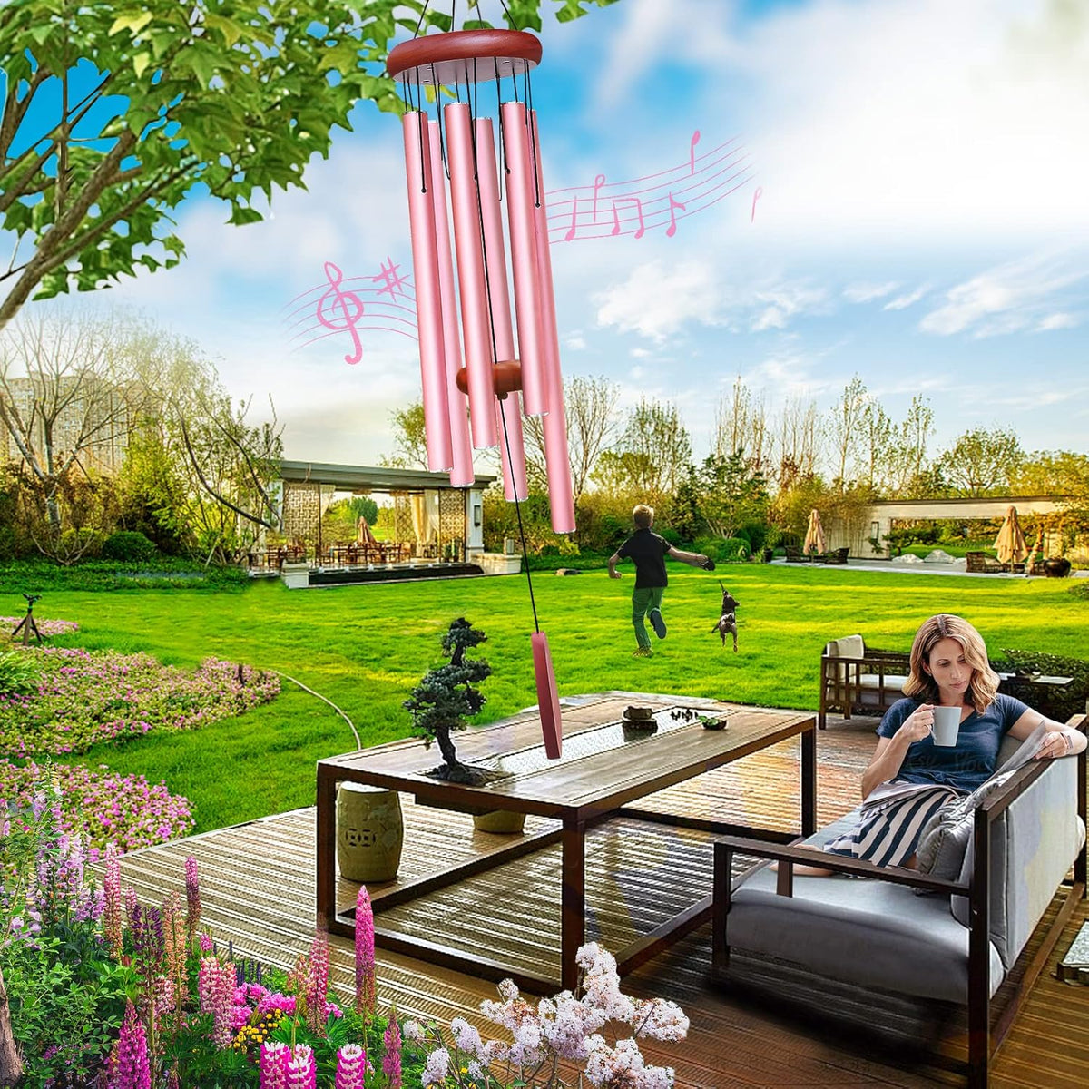 Large Aluminium Wind Chimes Outside, Soothing Melodic Memorial Sympathy Wind Chime, Suitable