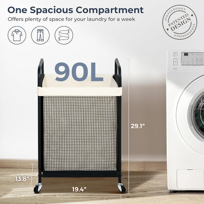 STO STO Laundry Hamper, 90L Rolling Laundry Sorter Cart with Removable and Washable Liner Bag