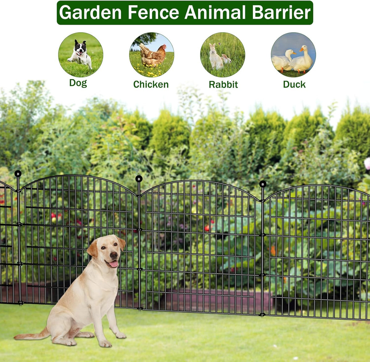 Decorative Garden Fence, 5 Panels - 32 in (H) x 11.8 ft (L) No Dig Dog Fence Outdoor for Yard