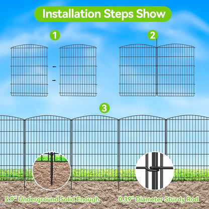 INJOPEXI Decorative Garden Fence 12 Panels 23.6ft (L)×36in (H) Garden Fences with 12 Panels