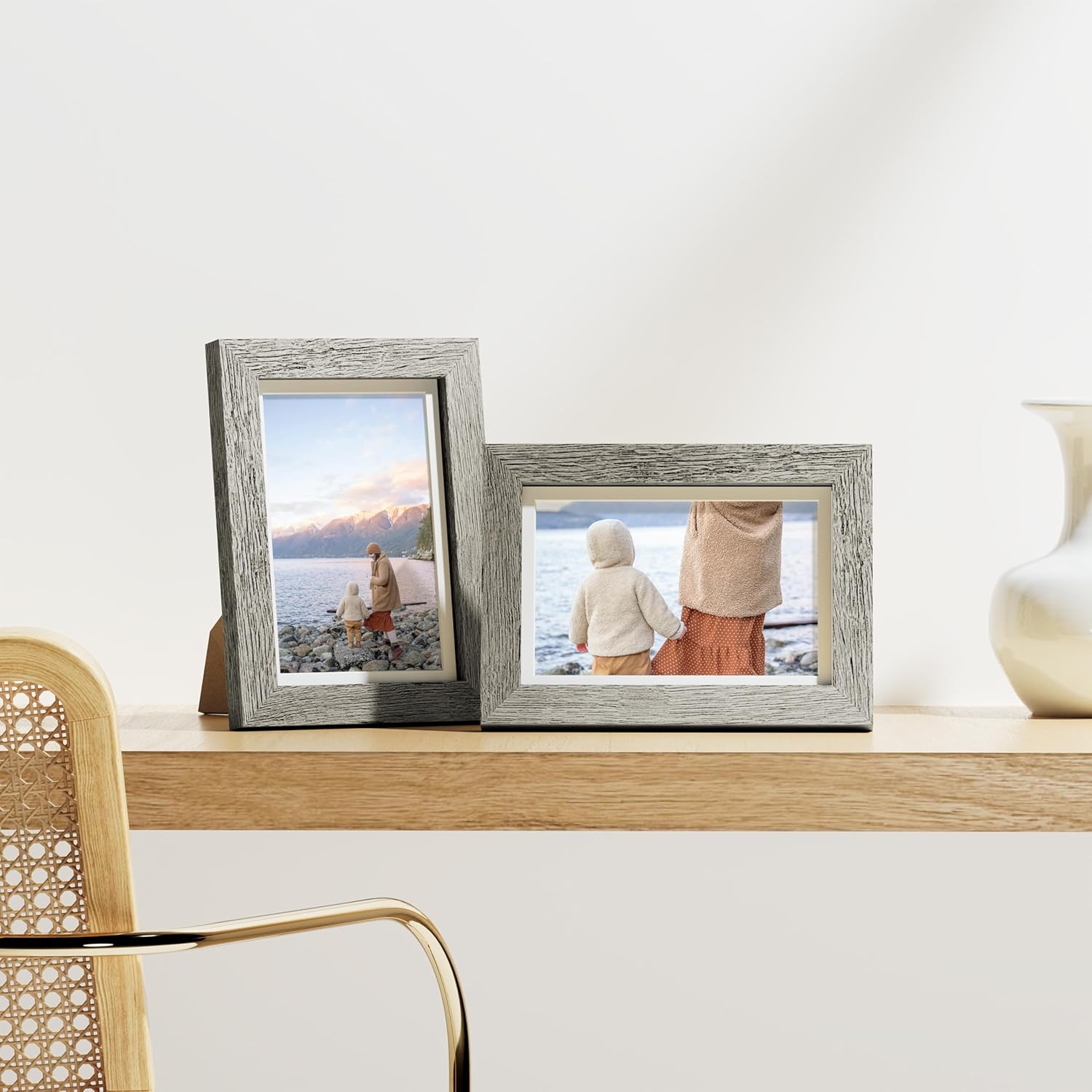 Vittanly 4x6 Picture Frames Set of 9, Shatter Resistant Plexiglass, Display 3.5x5 Pictures with Mat