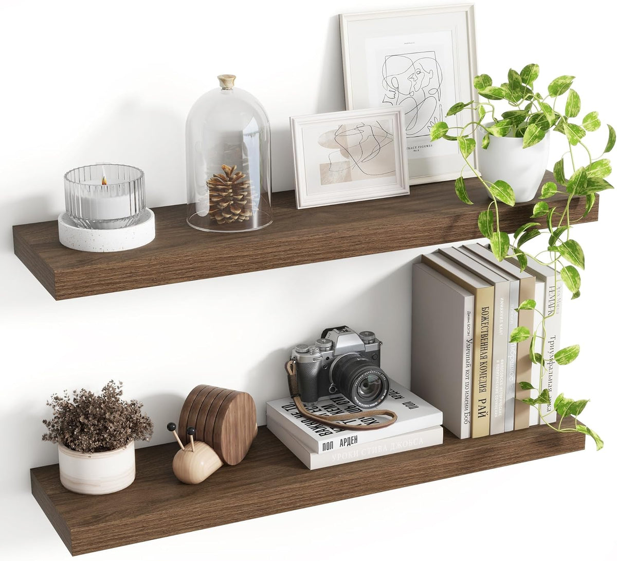 30 Inch Floating Shelves, 8 Inch Deep Floating Shelves for Wall, Hanging Shelf with Invisible