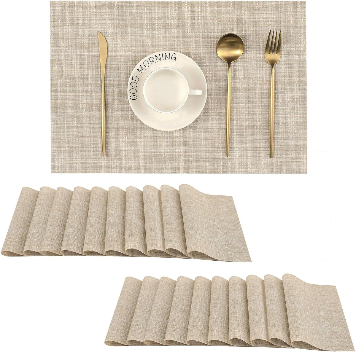 Leetaltree Beige Placemats Set of 20 - Heat Resistant Non-Slip Place mats for Dining Table