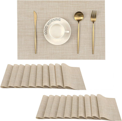 Leetaltree Beige Placemats Set of 20 - Heat Resistant Non-Slip Place mats for Dining Table
