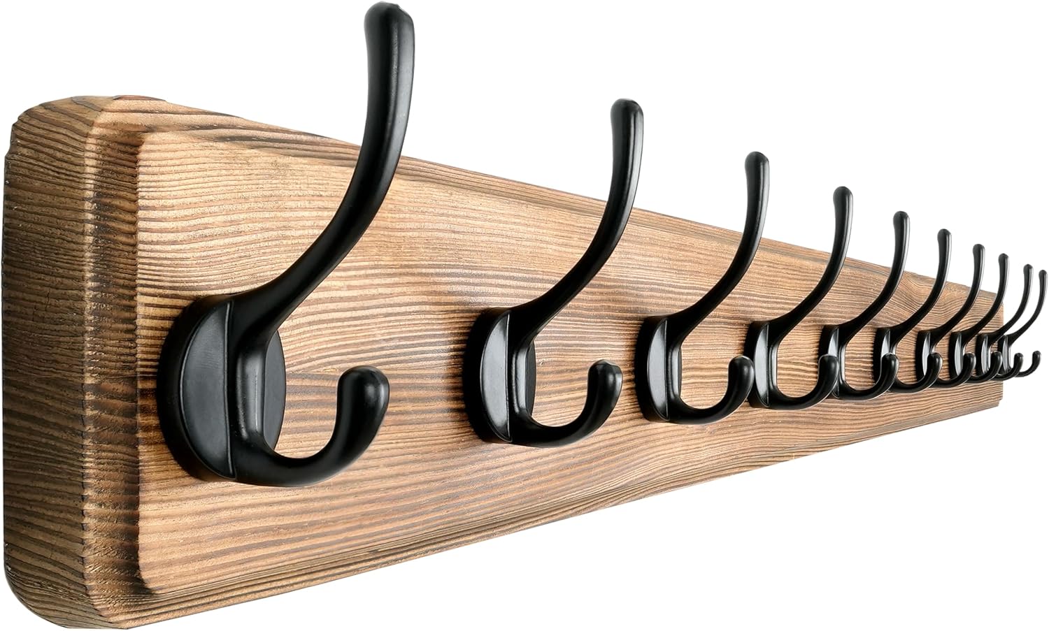 Dseap Wall Mounted Coat Rack: 38-1/4" Long, Patented, Heavy-Duty, 10-Double-Hooks Wooden Hanger