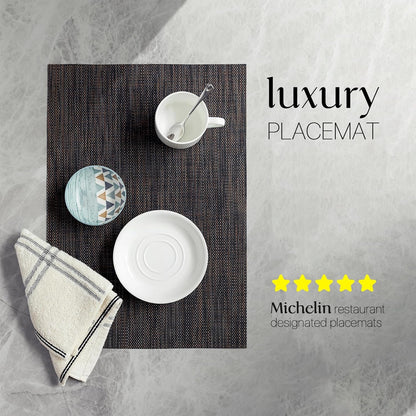 LEXMORE Placemats Set of 4 Vinyl/Plastic Woven Place Mats for Kitchen Table Indoor/Outdoor Washable