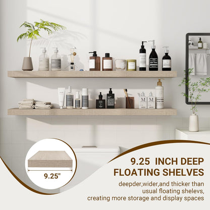 48 Inch Floating Shelves, 3D Textured Wood Grain, 48"x9.25"x1.5" Inch Deep Floating Shelves for