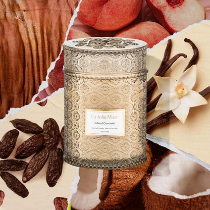 LA JOLIE MUSE Vanilla Coconut Candle – Coconut, Freesia & Vanilla | 19 oz Large Wooden Wick Candle
