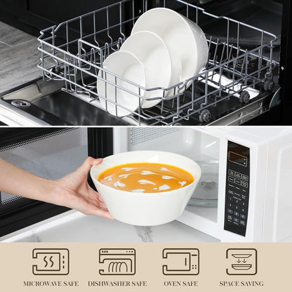 MALACASA Serving Bowls, Ceramic Mixing Bowls for Kitchen, 105/60/35 OZ White Bowls Set of 3