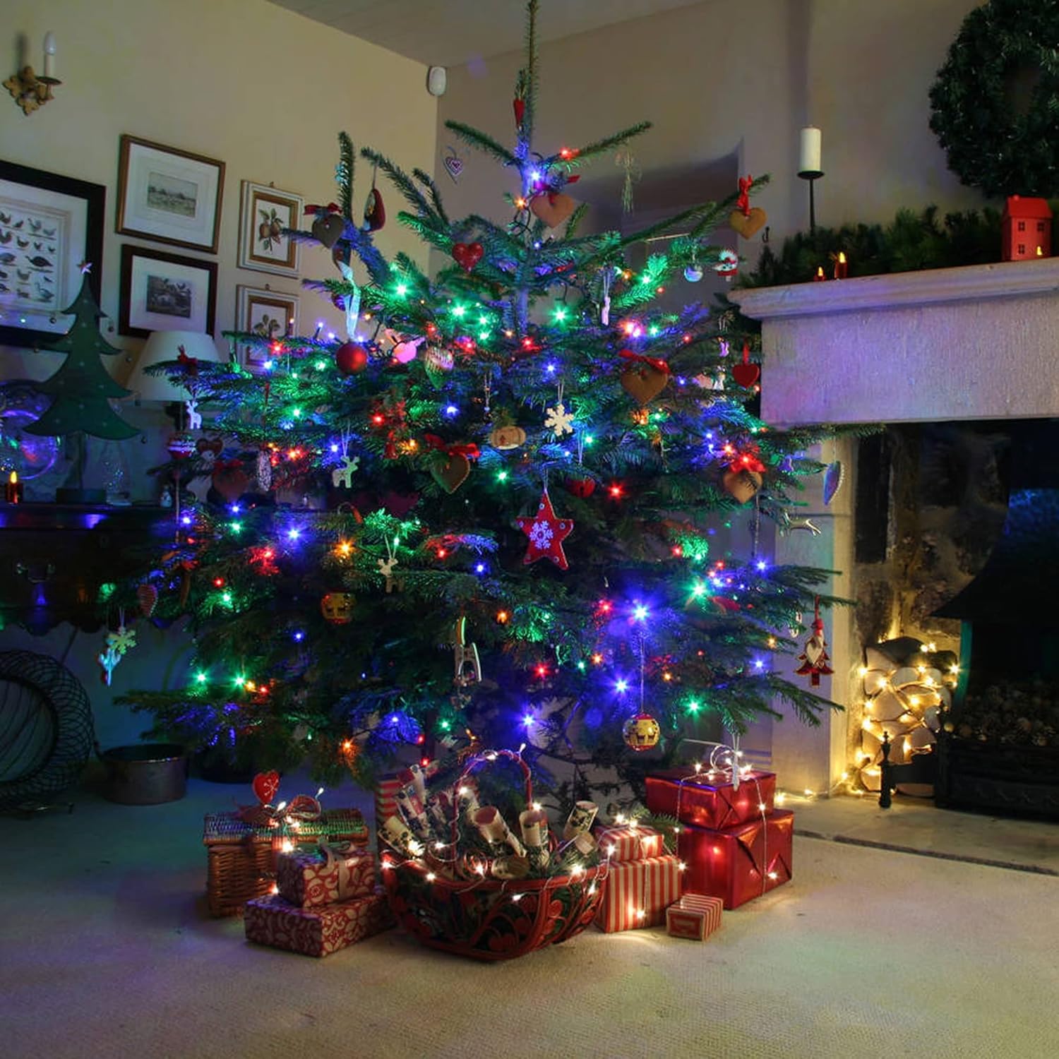 Dazzle Bright Christmas String Lights, 66FT 200 LED Connectable Green Wire 8 Modes String Lights