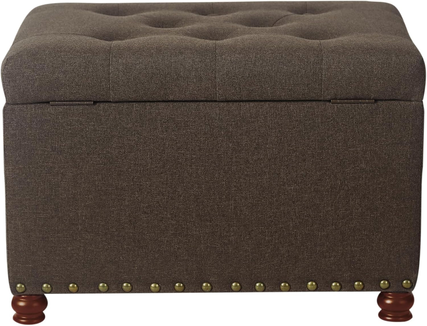 Joveco Storage Ottoman Linen Tufted Bench, Rectangular Footrest Footstool Coffee Table Seat for