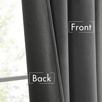 MIULEE Grey Velvet Curtains 84 inches Long 2 Panels - Luxury Pinch Pleated Room Darkening Window