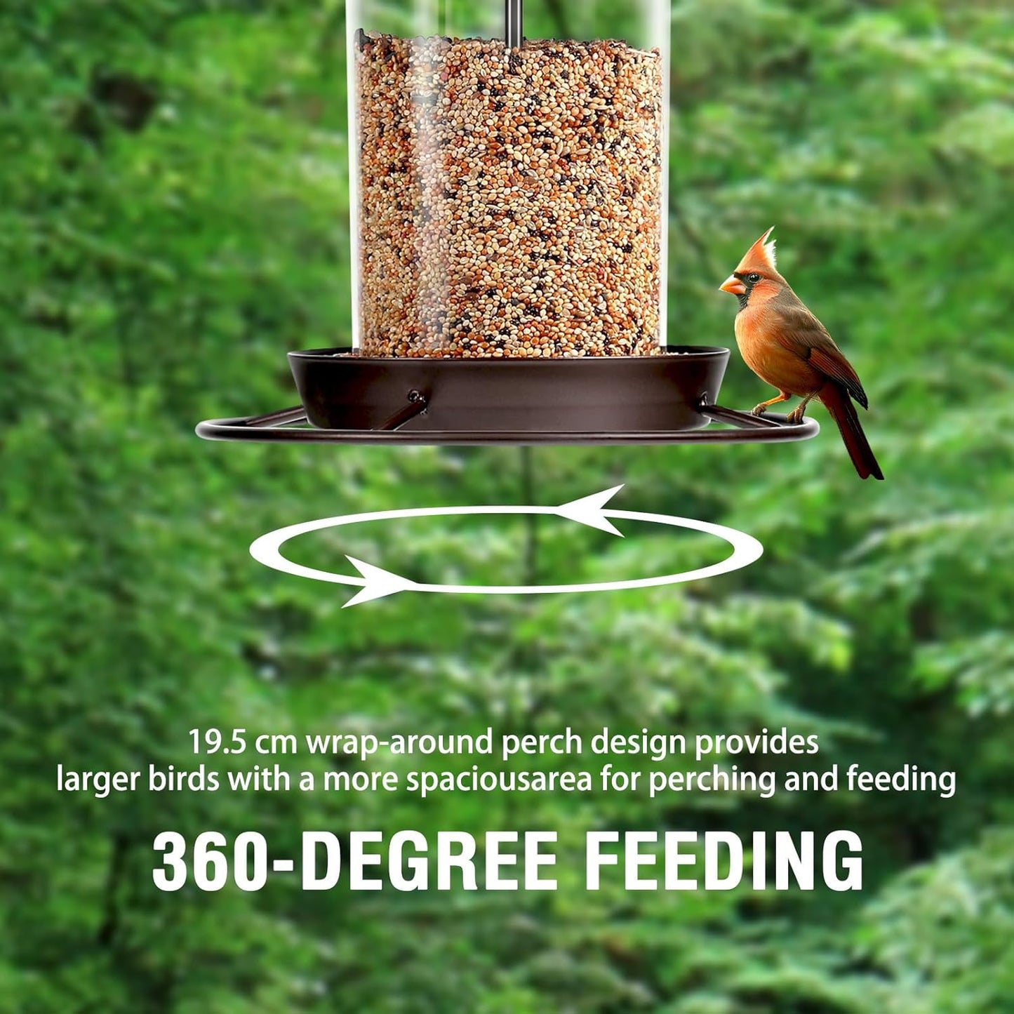 Metal Bird Feeder for Outdoors Hanging,3.0LB Seed Feeder,Easy to Fill & Clean,360°