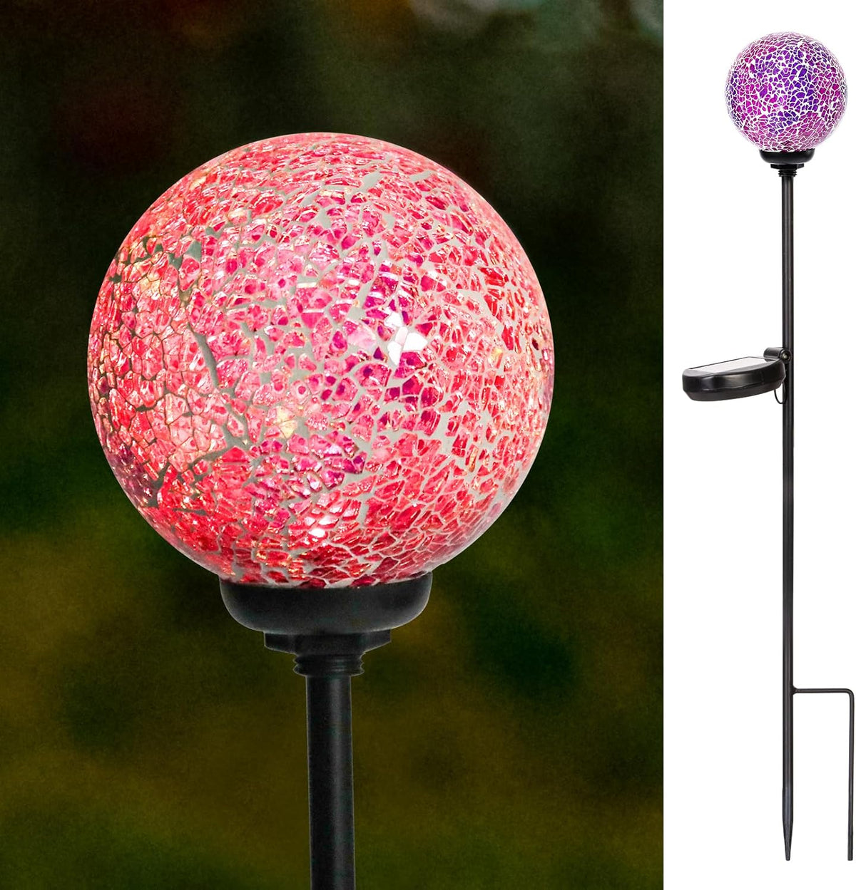 VCUTEKA Solar Garden Lights - Mosaic Solar Lights Outdoor Decor Pathway Light Waterpoof LED Stake