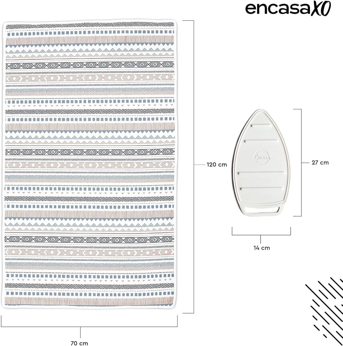 Encasa XO Ironing Mat/Pad (Large 48"x28") with 3mm Padding & Silicone Iron Rest for Steam Pressing