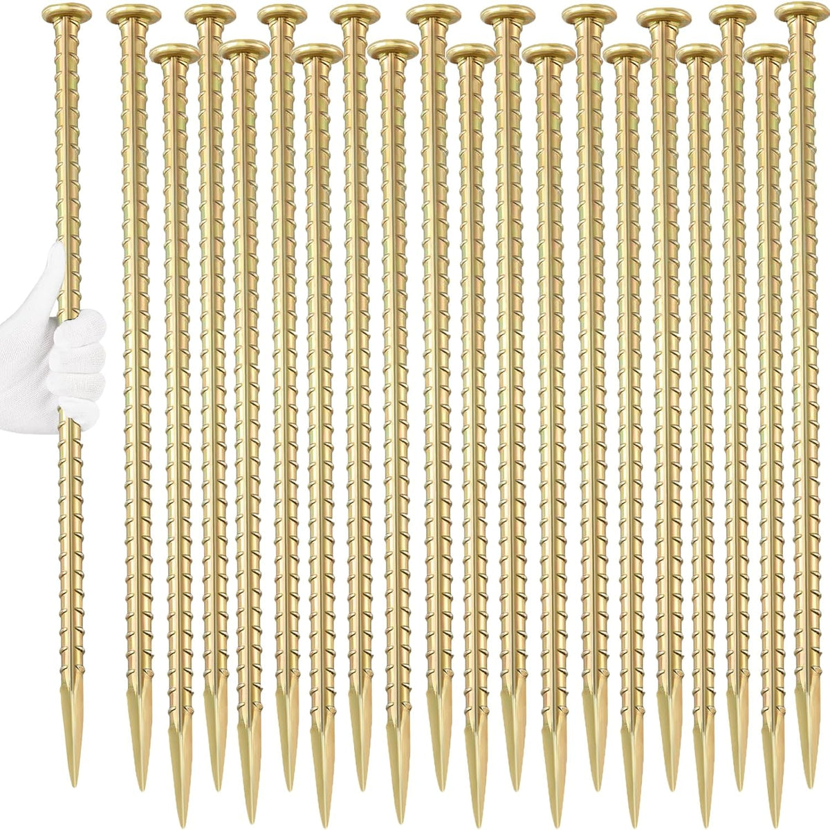16 Inch Rebar Stakes (20 Pack) 1/2 Inch Diameter Galvanized Steel Ground Anchors Heavy Duty