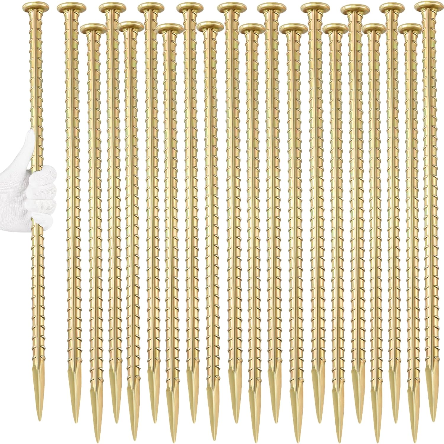 16 Inch Rebar Stakes (20 Pack) 1/2 Inch Diameter Galvanized Steel Ground Anchors Heavy Duty