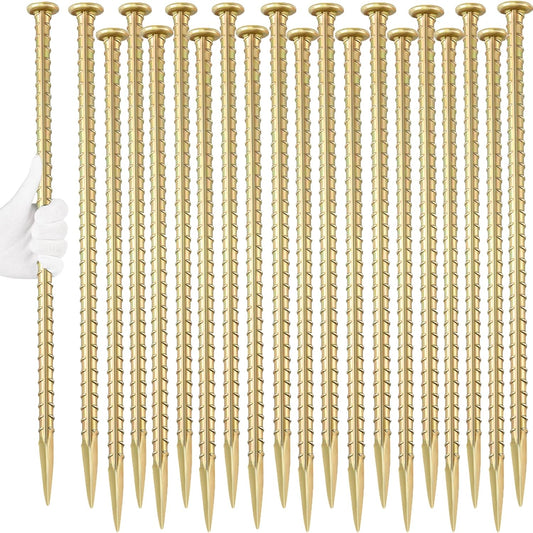 16 Inch Rebar Stakes (20 Pack) 1/2 Inch Diameter Galvanized Steel Ground Anchors Heavy Duty
