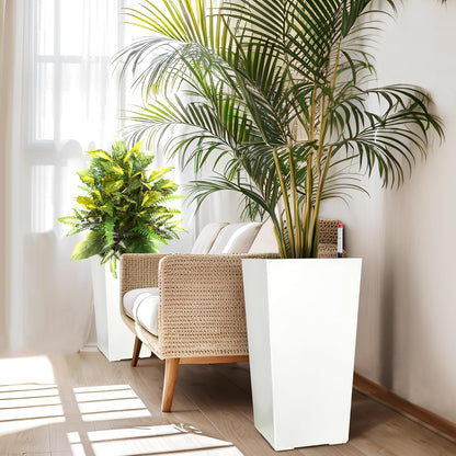 22.5" Tall Planters Set of 2, Outdoor＆Indoor Black Planter Pots, High Front Porch Planter Pots with