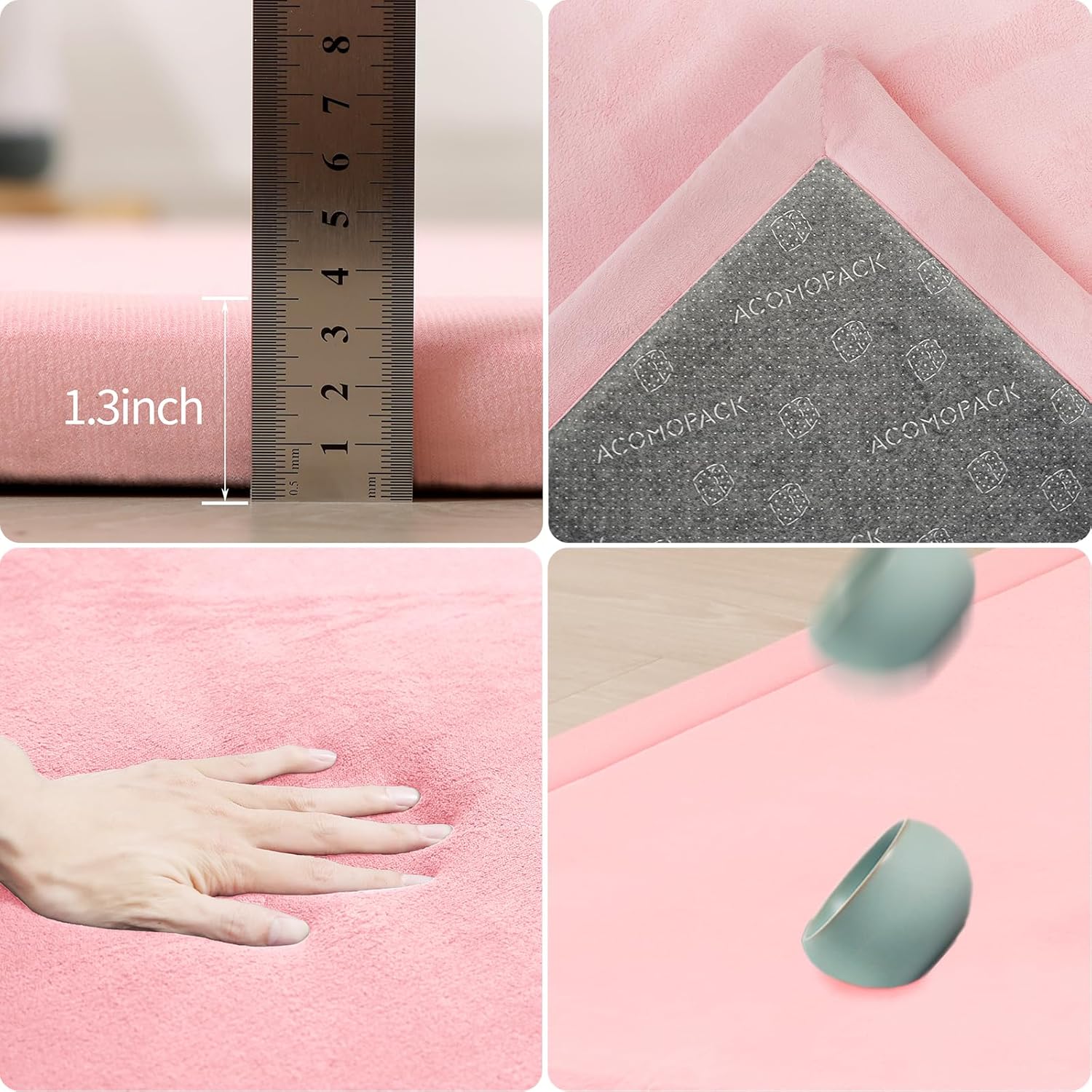 ACOMOPACK Baby Play Mat for Floor 1.3" Thick Memory Foam Play Mat 79"×118" Tummy Time Crawling with