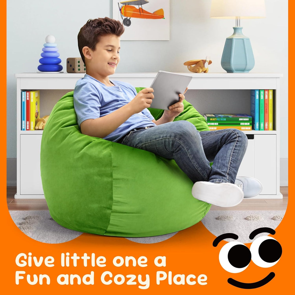 Hobestluk Bean Bag Chairs 2.5FT Bean Bag Chair with Memory Foam Filled & Machine Washable