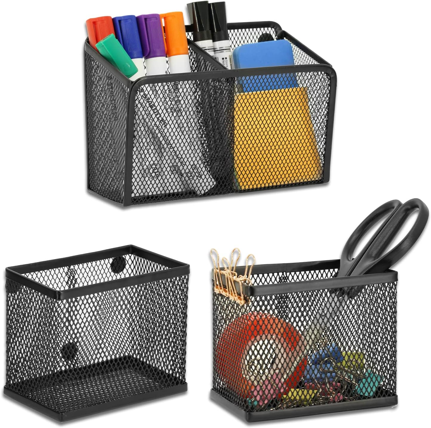 Neudeco Locker Shelf Organizer, Magnetic Pencil Holder, Metal Storage Basket for Whiteboard
