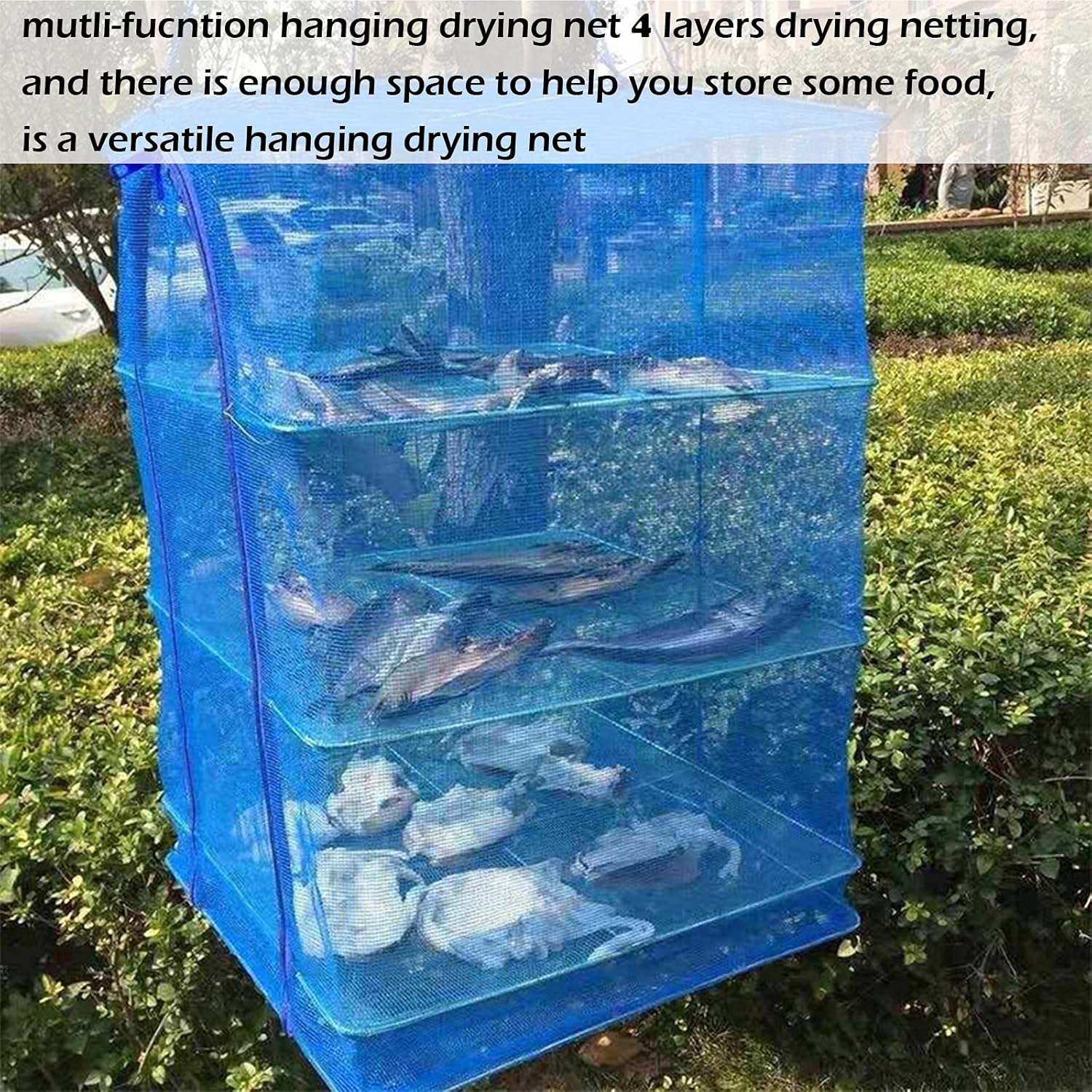 Drying Rack 4 Layers Folding Mesh, Foldable Nylon Netting, Hanging Drying Net, for Shrimp, Fish