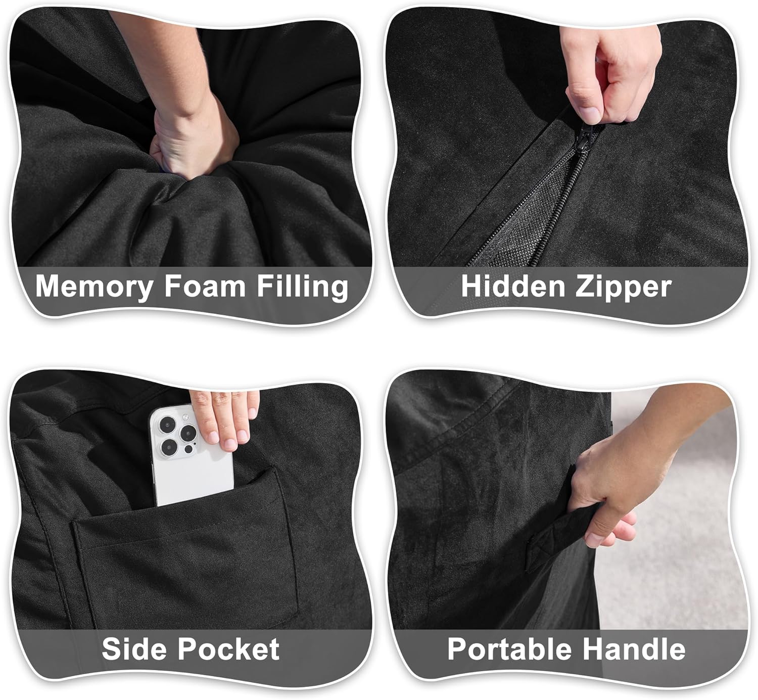 Hobestluk 5FT Bean Bag Chair Giant Bean Bag Chairs for Adults Large Bean Chairs with Removable