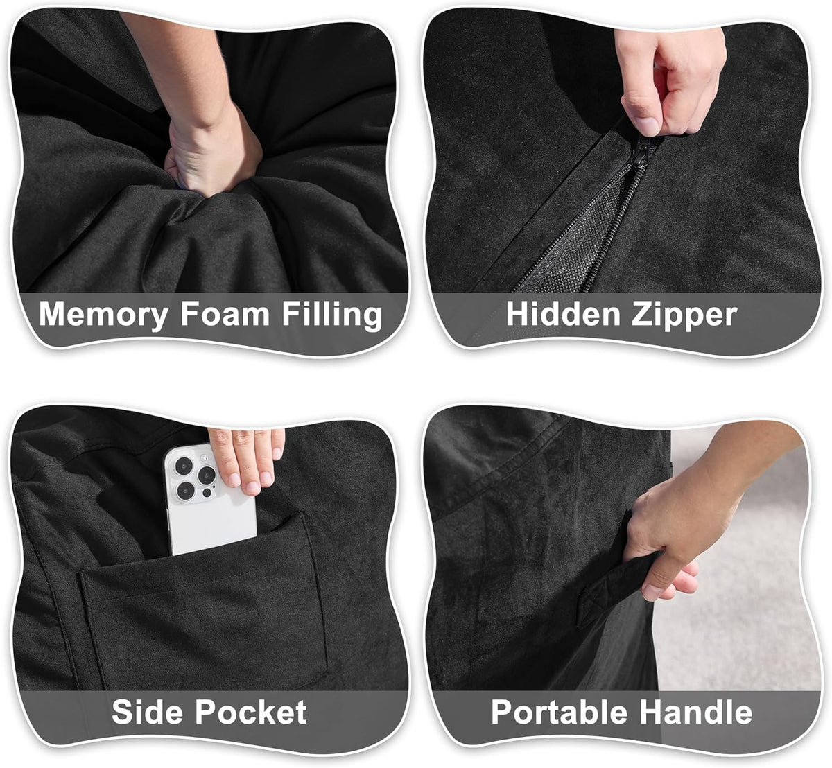 Hobestluk 4FT Bean Bag Chair Giant Bean Bag Chairs for Adults Large Bean Chairs with Removable
