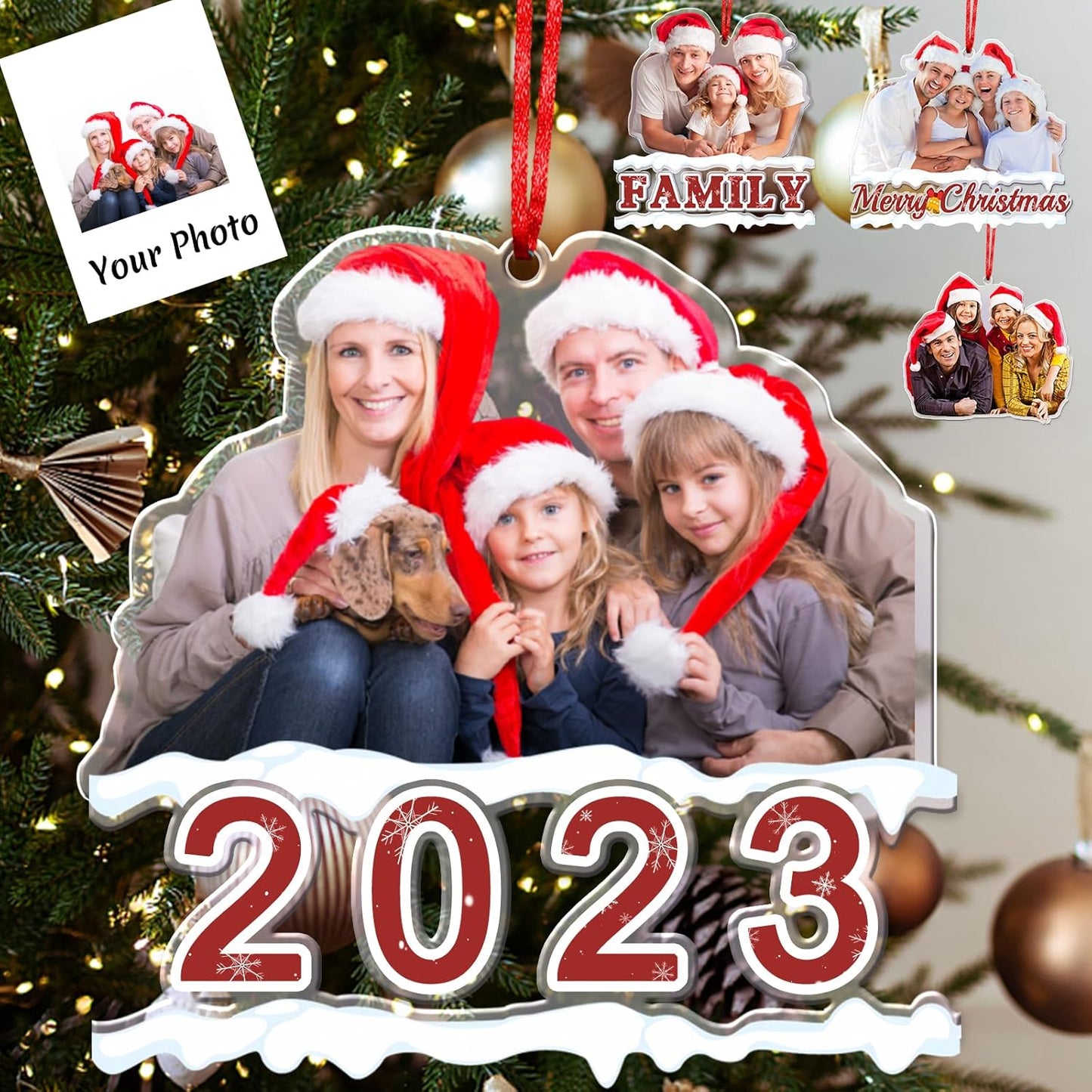 Personalized Photo Ornament Acrylic Custom Christmas Ornaments with Picture Customized Family