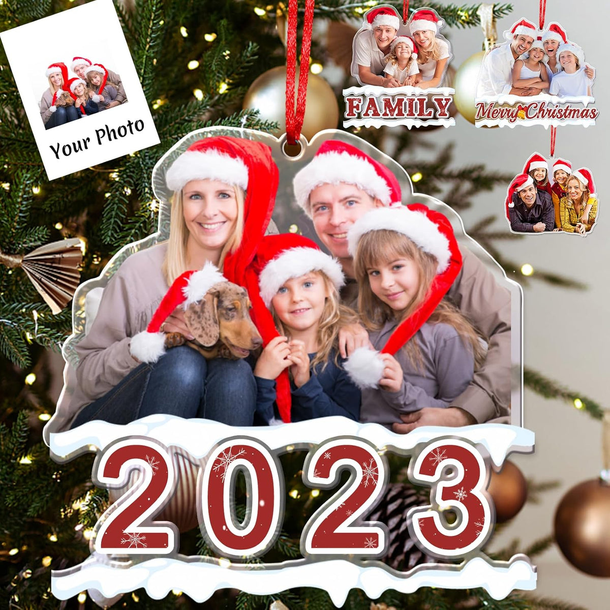 Personalized Photo Ornament Acrylic Custom Christmas Ornaments with Picture Customized Family
