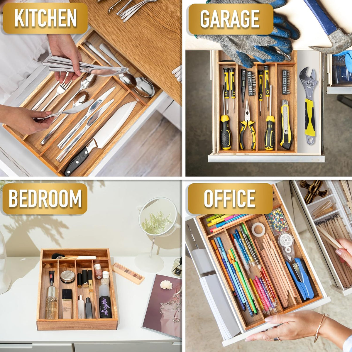 Silverware Organizer Kitchen Drawer Organizer Utensil Organizer Acacia Silverware Holder Cutlery