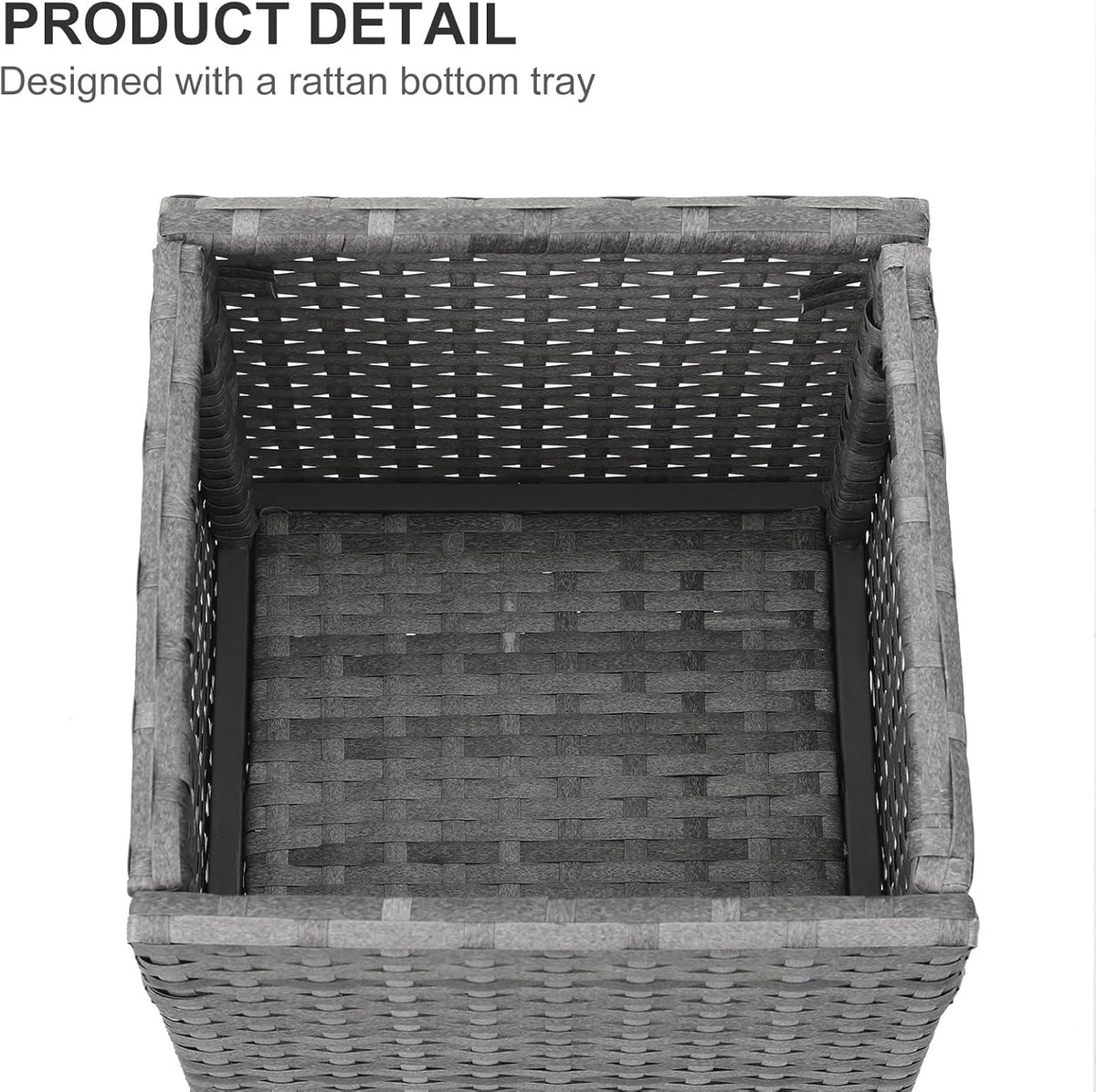 SUNNYPARK 2 Pack Tall Planters for Outdoor Plants Rattan Modern Tall Square Planter Box with